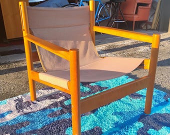 Michael Arnoult Sling Teak Lounge Chair