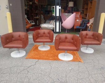 Unique Set of 4 Thayer Coggin Tub Lounge Swivel Chairs