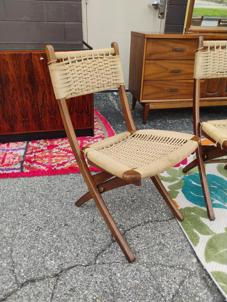 Set of 6 Hans Wegner STYLE Rope Folding Chairs 画像 2