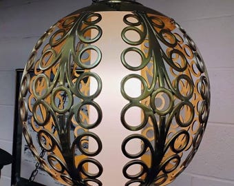Vintage Plug In Metal Swag Lamp Hanging