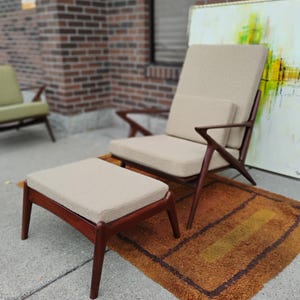 Poul Jensen Selig Highback Z Lounge Chair and Ottoman RARE
