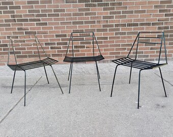 Set of 3 Vintage Unique Wrought Iron Patio Chairs