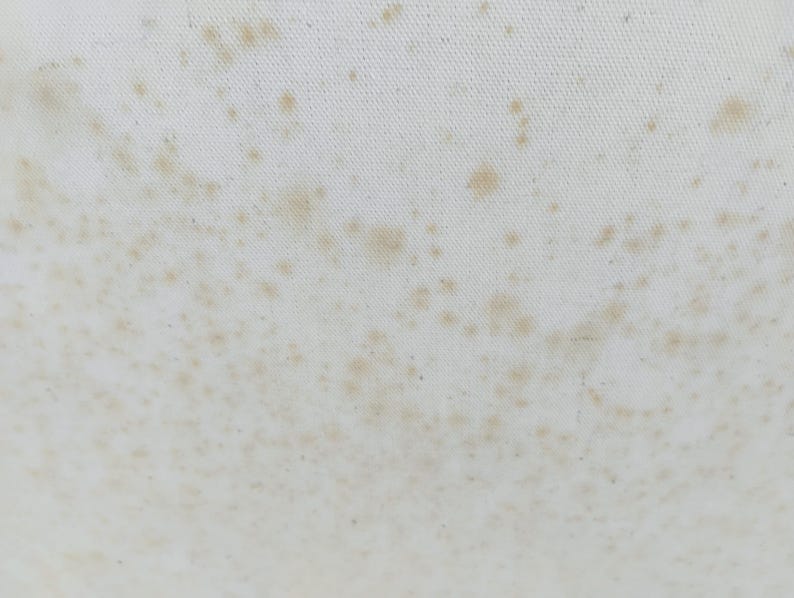 Puede incluir: Primer plano de una tela blanca con manchas marrones dispersas. Las manchas var&iacute;an en tama&ntilde;o y densidad, creando una apariencia texturizada. La tela parece ligeramente arrugada.
