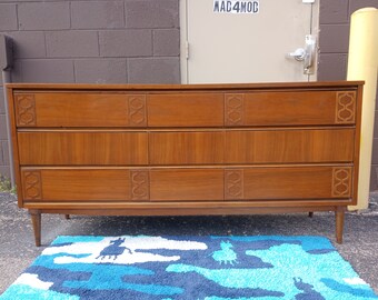 MCM Walnut 9 Drawer Dresser