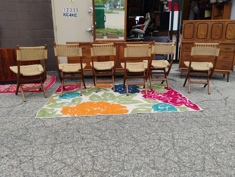 Set of 6 Hans Wegner STYLE Rope Folding Chairs 画像 5