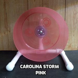 The Carolina Storm Bucket Wheel, custom made for hedgehogs, Syrian hamsters and more. Pink (translucent)