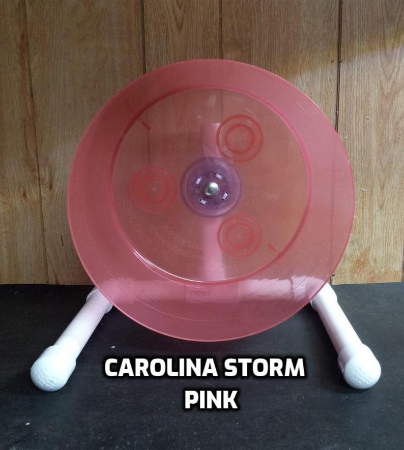 The Carolina Storm Bucket Wheel, custom made for hedgehogs, Syrian hamsters and more. Pink (translucent)