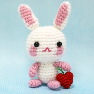 CROCHET PATTERN for Tiny Crochet Plushie Bunny!  Miniature Amigurumi Rabbit! Kawaii Bunny Amigurumi Pattern