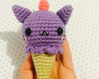 CROCHET PATTERN for Cat Amigurumi, Crochet Ice Cream Cone PDF Pattern, Crochet Cat Ice Cream Amigurumi Toy