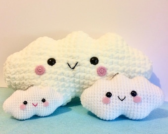 GEHAAKT PATROON voor amigurumi wolk kawaii knuffel, gehaakte wolken in 3 maten, wolk amigurumi patroon bundel