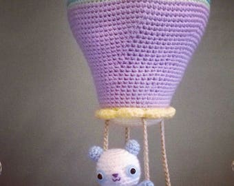 CROCHET PATTERN for Kawaii Hot Air Balloon Soft Sculpture and Panda Amigurumi