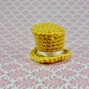 CROCHET PATTERN for Top Hat Mad Hatter Hat for Amigurumi to Wear!  Doll Hat, Toy Hat
