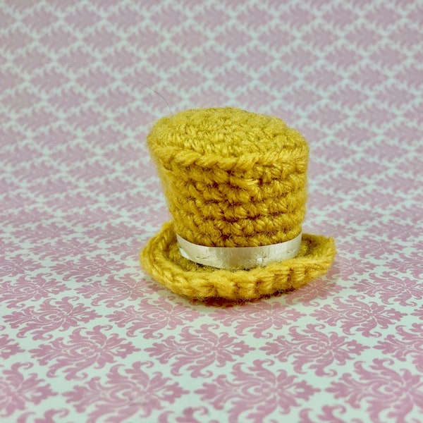 CROCHET PATTERN for Top Hat Mad Hatter Hat for Amigurumi to Wear!  Doll Hat, Toy Hat