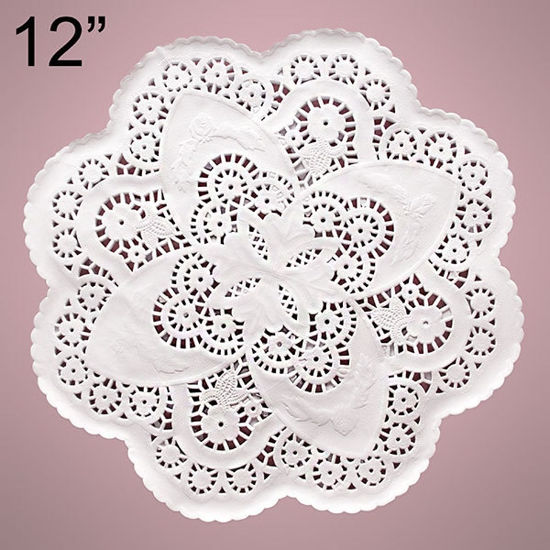 25 French Lace White Paper Doilies 12 Inch Round Use for Etsy