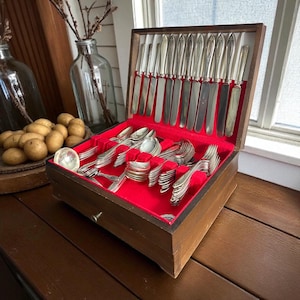 INTERNATIONAL SILVER FLATWARE | 60+ Piece Silverplate Set in Tarnish-Resistant Chest, Elegant Midcentury Tableware