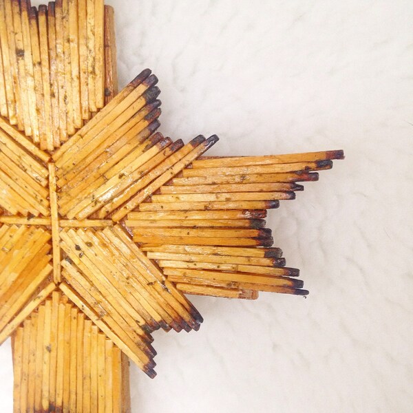 Vintage rustic geometric modern cross match stick wood art wall hanging home decor primitive