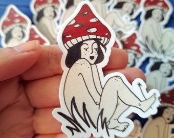 Mushroom Girl Sticker | Vinyl Decal