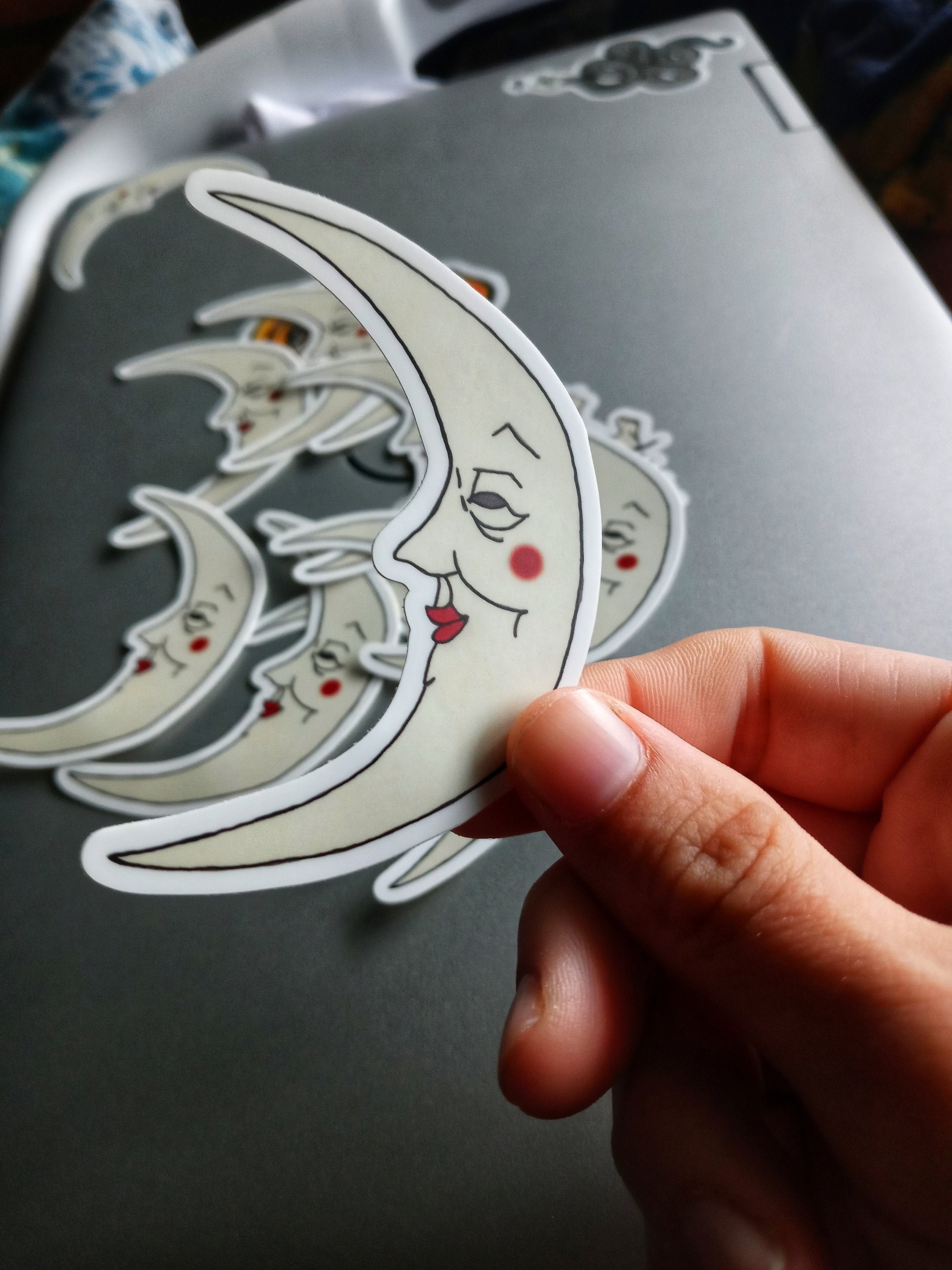 Retro Moon Sticker | Vinyl Decal - Etsy