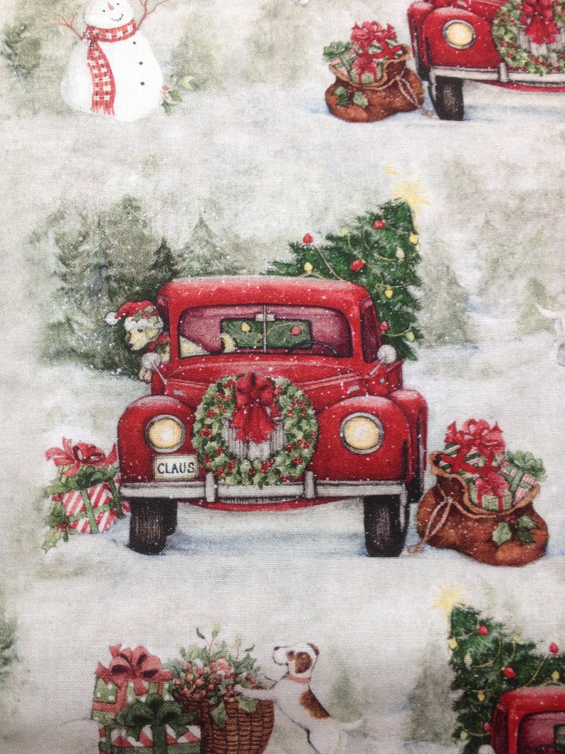 Red Truck Christmas Christmas Trees Snowmen Dog Snow | Etsy