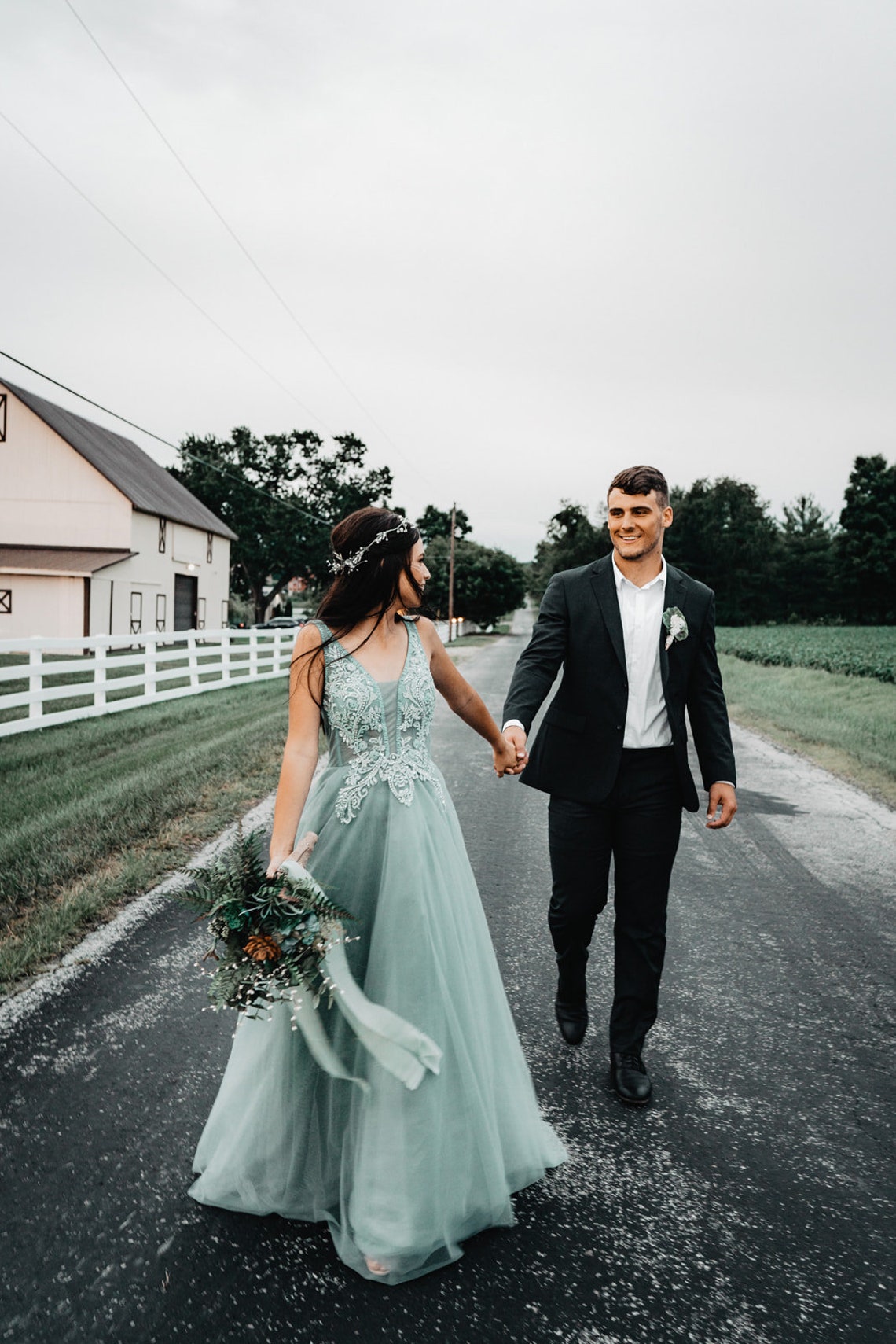 Teal Boheme Tulle Gown image 1