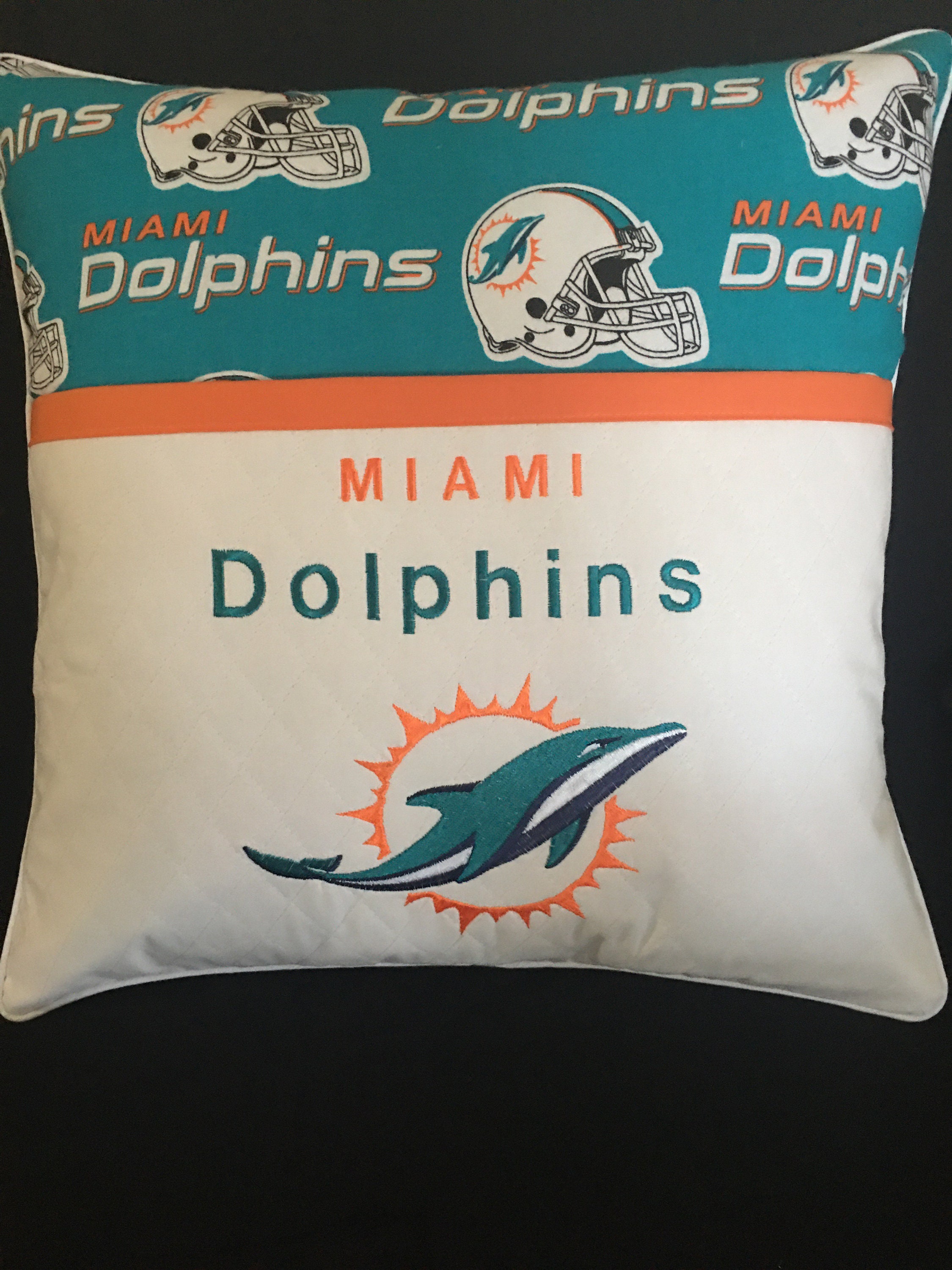 Embroidered Miami Dolphins Pocket Pillow Etsy