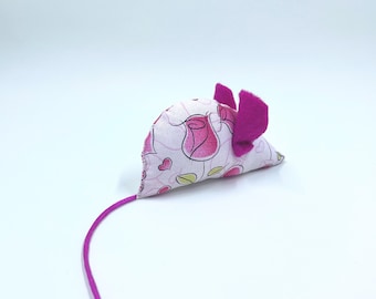 Valentine Cat toy, Catnip Mouse, Roses, pink white