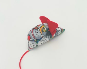 Cartoon cats catnip mouse cat toy, red ears and tail