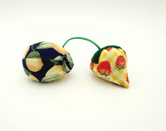 Catnip Cat Toys, Lemon and Strawberry, Set of 2