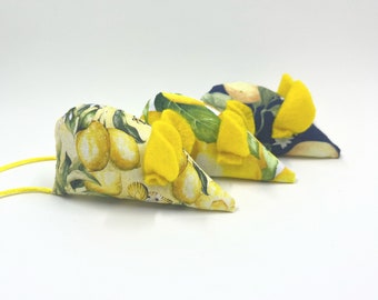 Catnip Mouse Cat Toys: Set of 3, Lemons, lemonade, yellow green blue