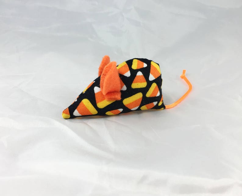 Catnip Mouse Cat Toy: Candy Corn Fabric Orange Ears & Tail - Etsy