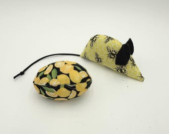 Catnip Lemon and mouse cat toys, Set of 2, lemons