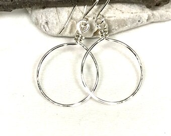 Sterling Silver Hoop Earrings/Sterling Silver Wire Wrapped Hoops/Handcrafted/Sterling Silver Ear Wires