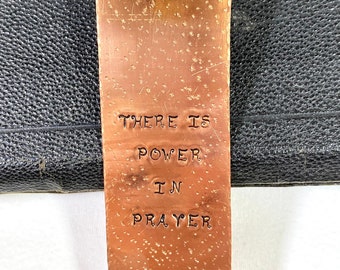 There Is Power In Prayer Copper Bookmark/Hand Stamped/Hammered/Copper/Bookmarks/Religion/Christian/Books/Book Accessories/Bible