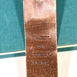 Magic On Every Page Copper Bookmark/Hand Stamped/Hammered/Copper/Bookmark/Books/Book Accessories/Handcrafted/Reading/Gift
