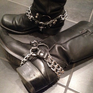 leather and chain boot brace blackmetal punk biker
