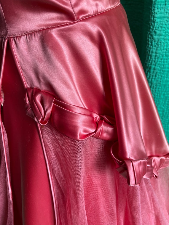 1950s Pink Duchess satin ballgown Prom evening dress … - Gem