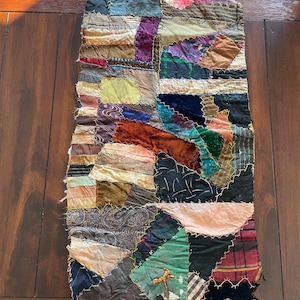 Victorian Crazy quilt patchwork scrap piece for sewing projects up-cycling