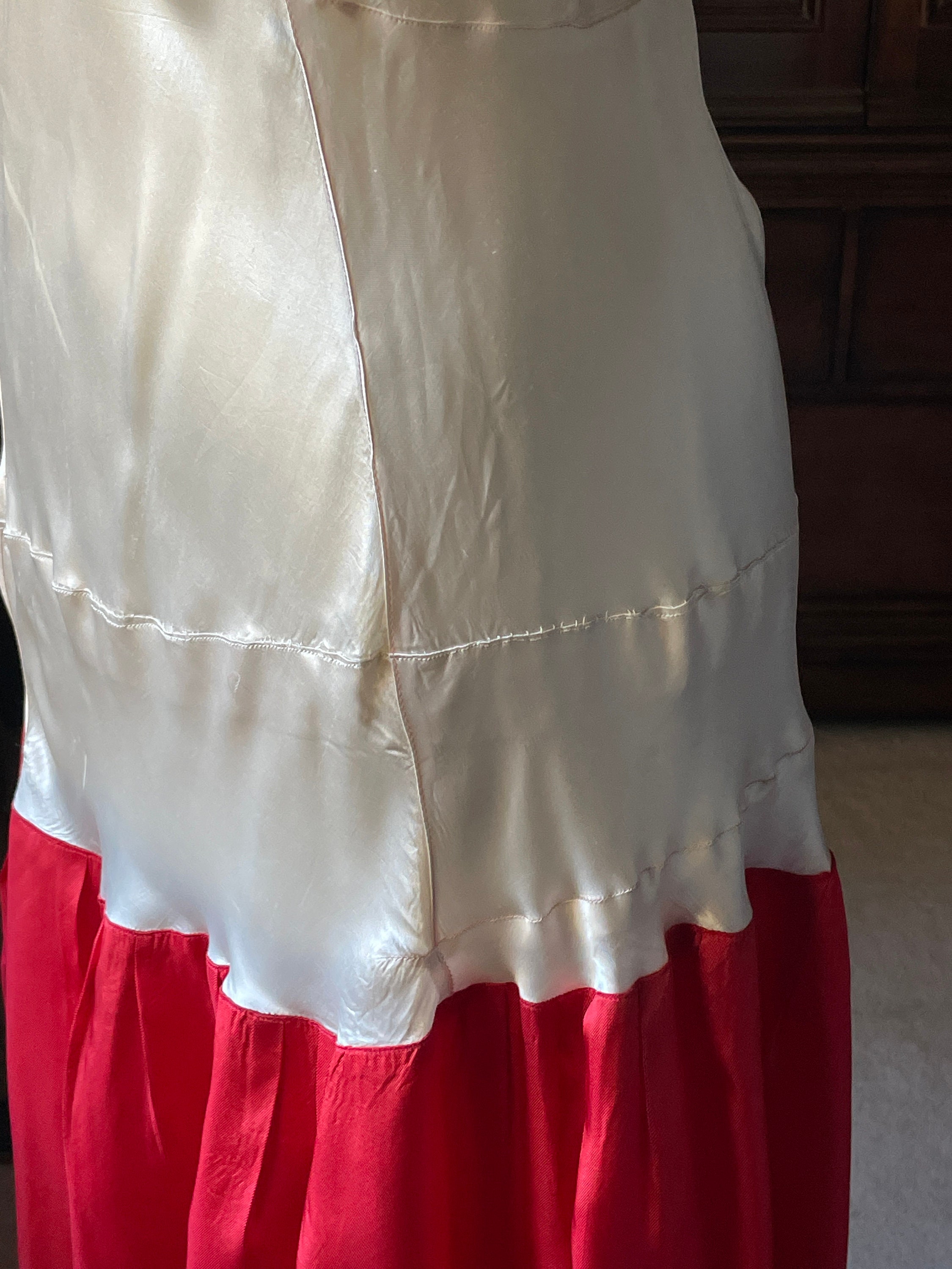 1920s satin slip dress Vintage 1920s Lace & Silk Slip Dress (Deadstock)