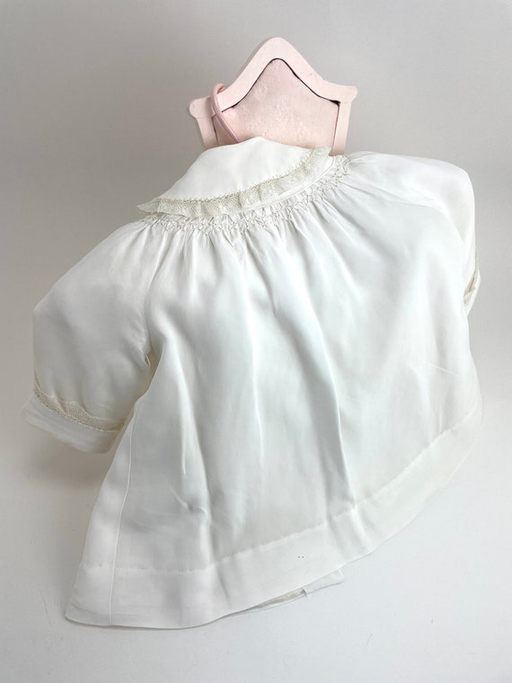 1950s Toddler or Baby ivory silk crepe de chine c… - image 9