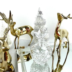 Pair of 2 brass deer figurines Made in Korea 1970s