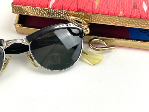 Vintage Cat Eye 1950's Sunglasses Black Frame Pre… - image 3