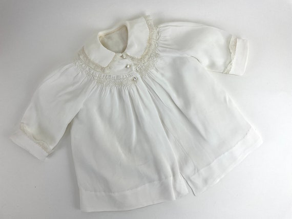 1950s Toddler or Baby ivory silk crepe de chine c… - image 2