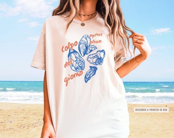 Fishermen Aesthetics Oyster Shirt Oysters Shirt Foodie Shirt Italian Summer Shirt Italy Coastal Aesthetic Travel Shirt Sardines Tinned Fish