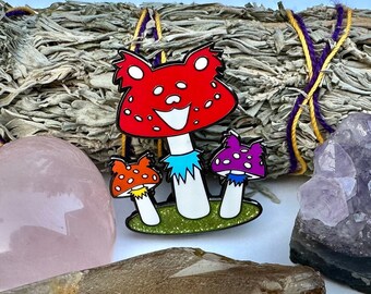Shroom Bears Enamel Pin. Double, Rubber Backed, and Numbered - Grateful Dead - Jerika Renee Art- Free Shipping