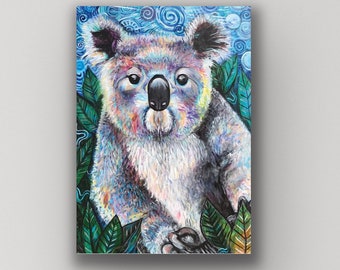 5" x 7"  - Koala - Small Art Print - Jerika Renee Art - Free Shipping