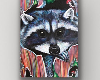 5" x 7"  Trash Panda - Racoon - Small Art Print - Jerika Renee Art - Free Shipping