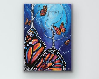 5" x 7" - Monarch & Birch Trees - Small Art Print - Jerika Renee Art - Free Shipping