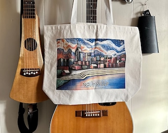 Nashville Skyline XL Canvas Tote Bag