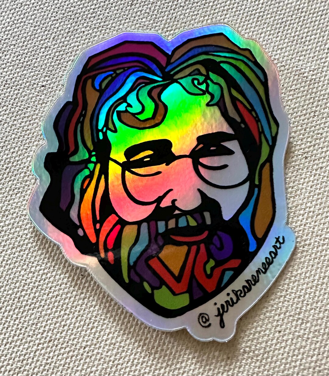 thumbnail image 2 of Grateful Dead Jerry Garcia Holographic Sticker 2-Pack – 3in Premium Decal For Indoor & Outdoor Use, Awesome For Deadhead Collection! 2 of 3
