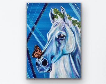 5" x 7"  Horse, Butterfly, & Clover - Small Art Print - Jerika Renee Art - Free Shipping